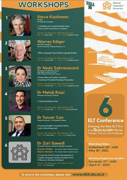 The 6th ELT Conference in Allameh Tabatabaei University - May 2021